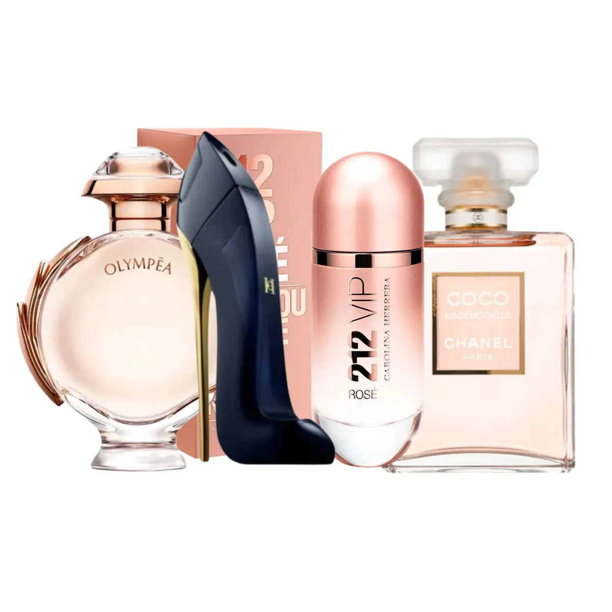 4 parfüm készlet | 212 Rosé, Coco Mademoiselle, Good Girl, Olympea 100ml